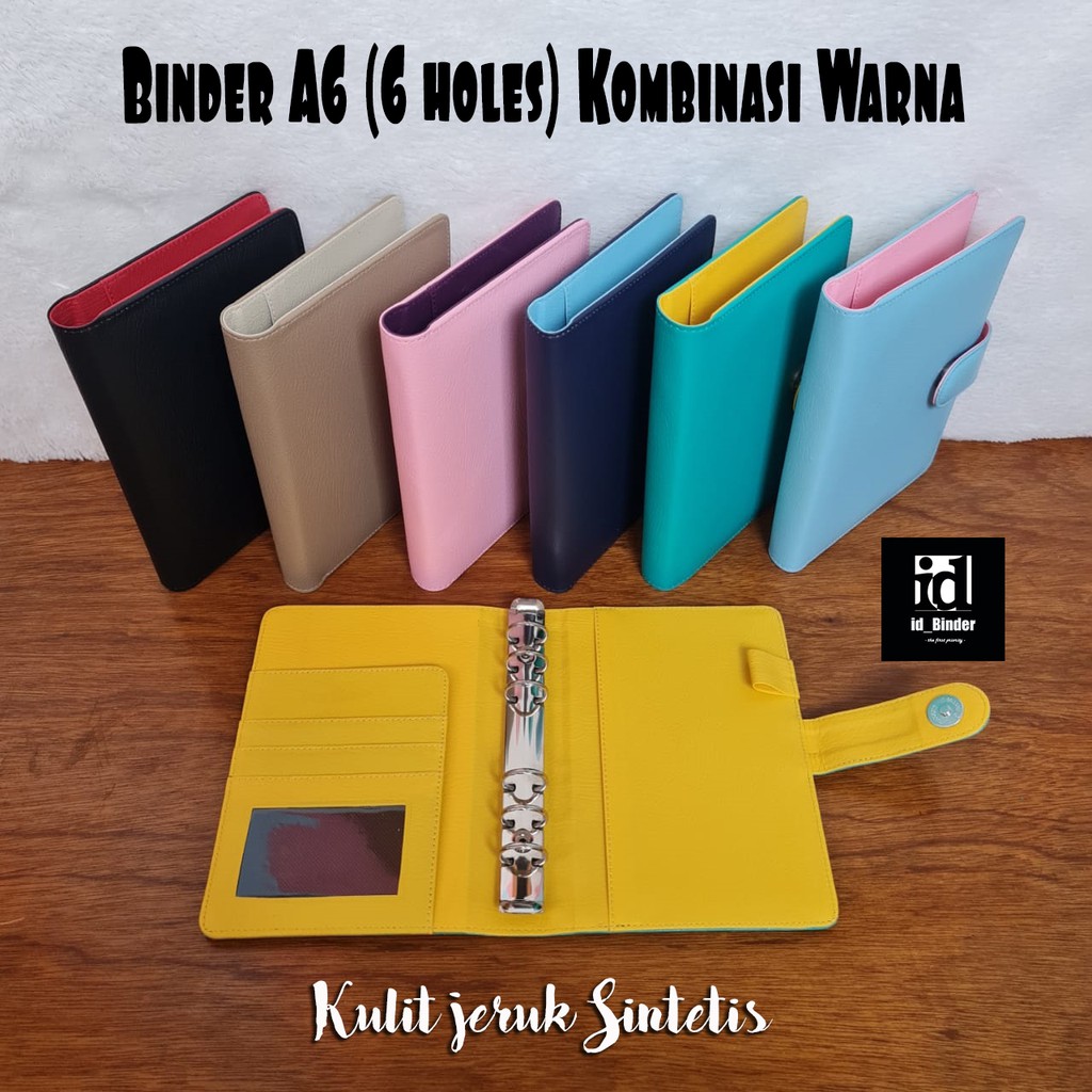 Jual BINDER A6 (6 HOLES) KULIT JERUK 6 KOMBINASI WARNA PILIHAN