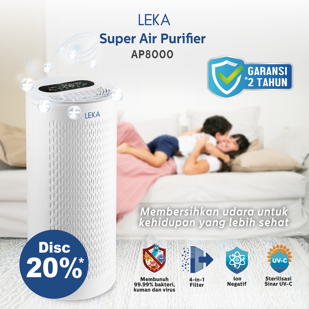 LEKA AP8000 Super Air Purifier True HEPA13 Filter, UVC, Ion Negatif
