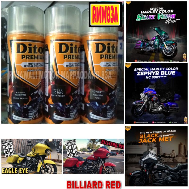 Jual DITON PREMIUM WARNA HARLEY DAVIDSON SNAKE VENOM BLACK JET