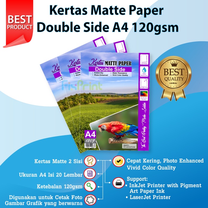 Jual Kertas Matte Paper Double Side A4 120gsm, Kertas Matte Printer A4