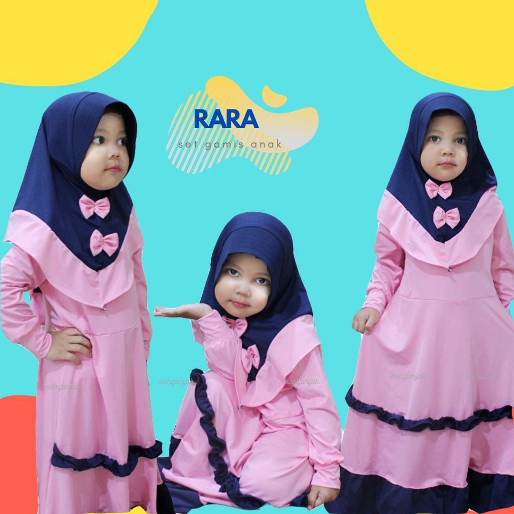 Baju GAMIS ANAK SET JILBAB Murah Adem RARA 3 8 Tahun Shopee Indonesia