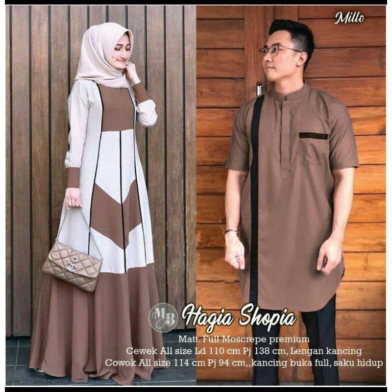 Couple Gamis Muslim Gamis Syar'i Wanita Baju Pasangan Suami Istri Couple Keluarga Baju Koko