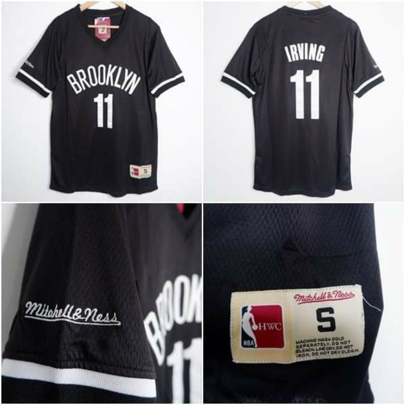 Jersey Basket NBA Berlengan Sleeve Brooklyn Nets Hitam Kyrie Irving  Mitchell&amp;Ness | Shopee Indonesia