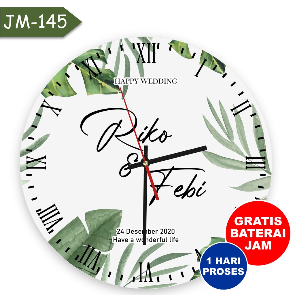 Jam Dinding Custom Kado Hampers Cewe Custom Nama Pasangan