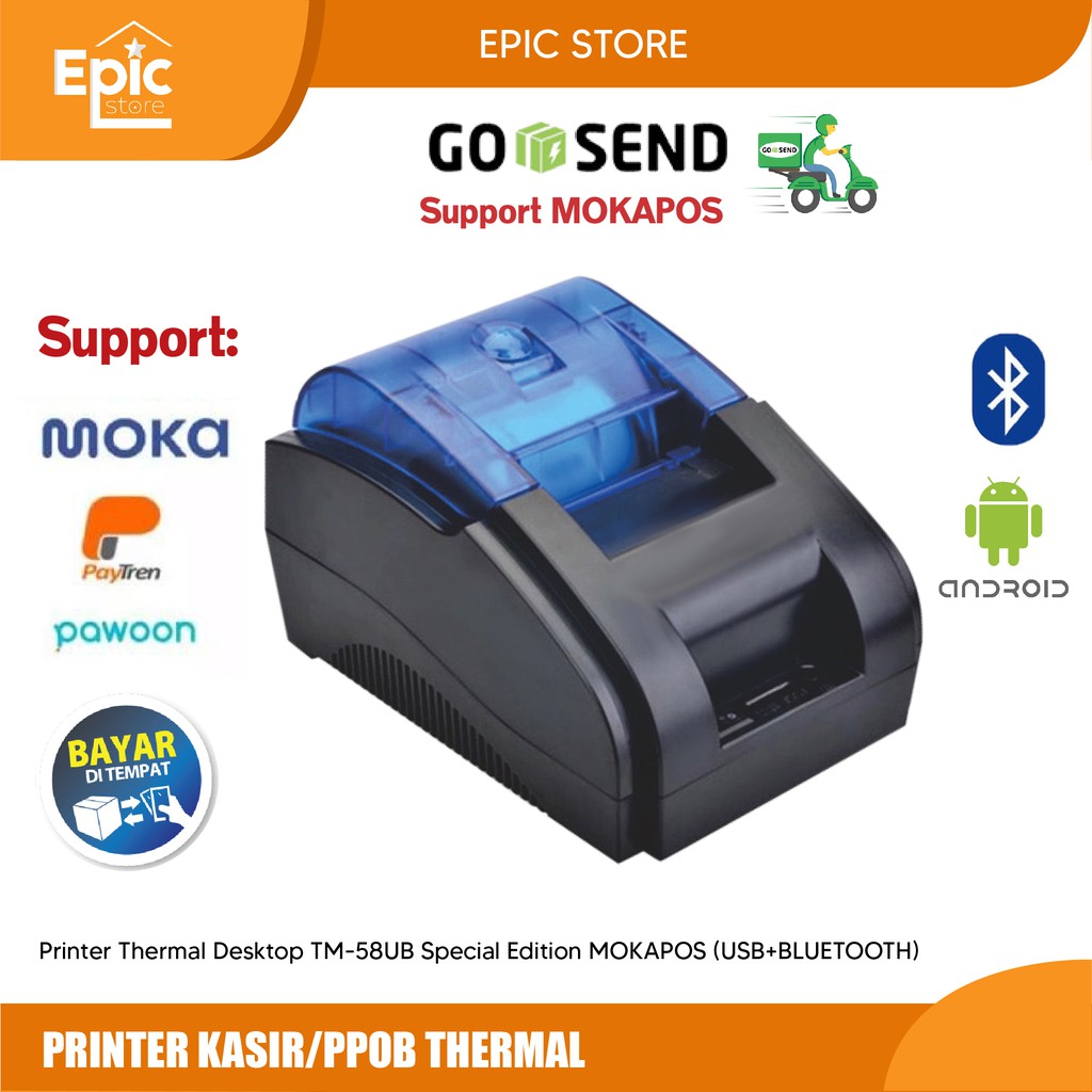 MINI PORTABLE/MOBILE RECIEPT POS PRINTER 58MM KERTAS THERMAL KASIR/PPOB(USB+BLUETOOTH) Shopee