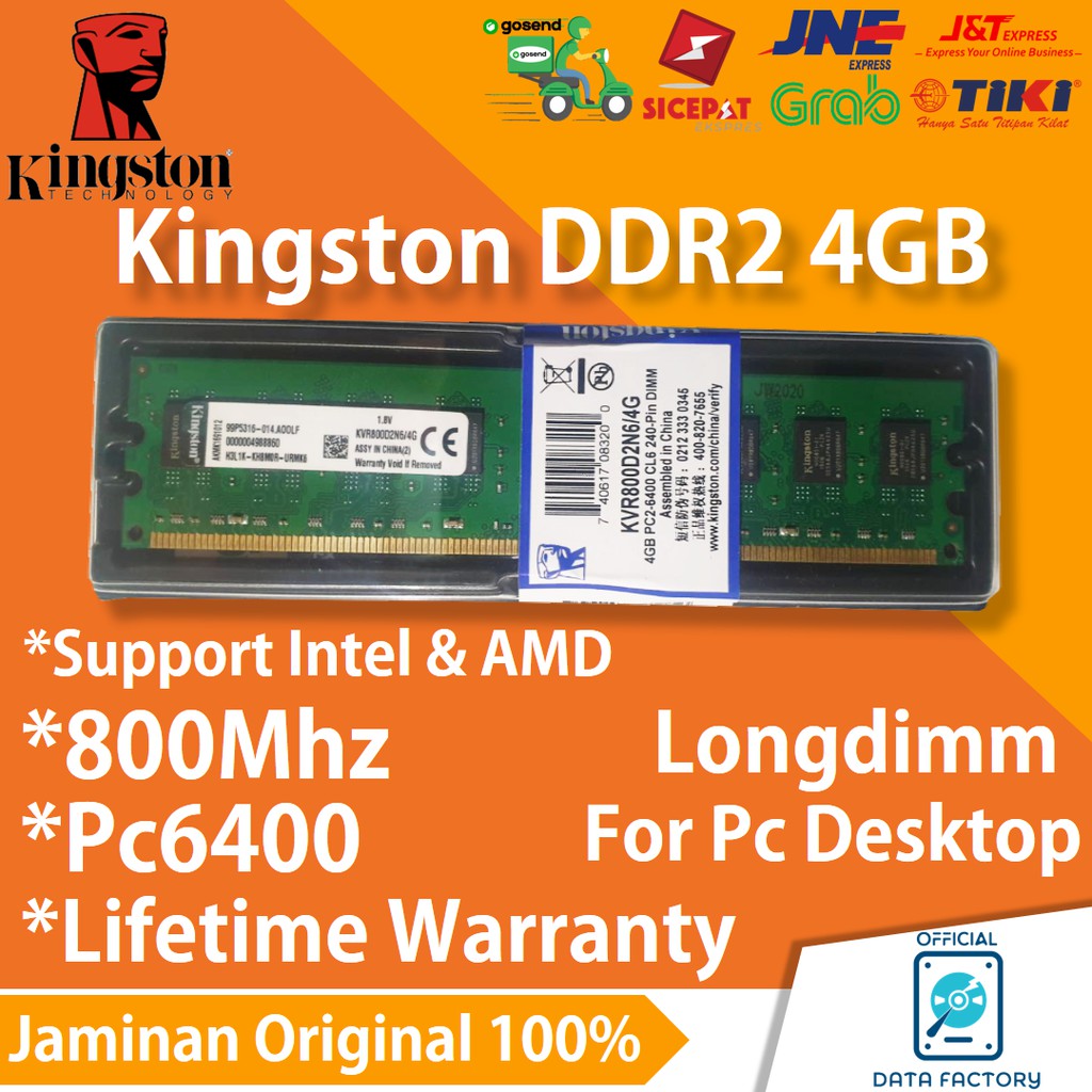 Jual Ram Kingston Ddr2 4Gb Pc6400 800Mhz (Support Intel Dan Amd) Pc Original Longdimm Memory Indonesia|Shopee Indonesia