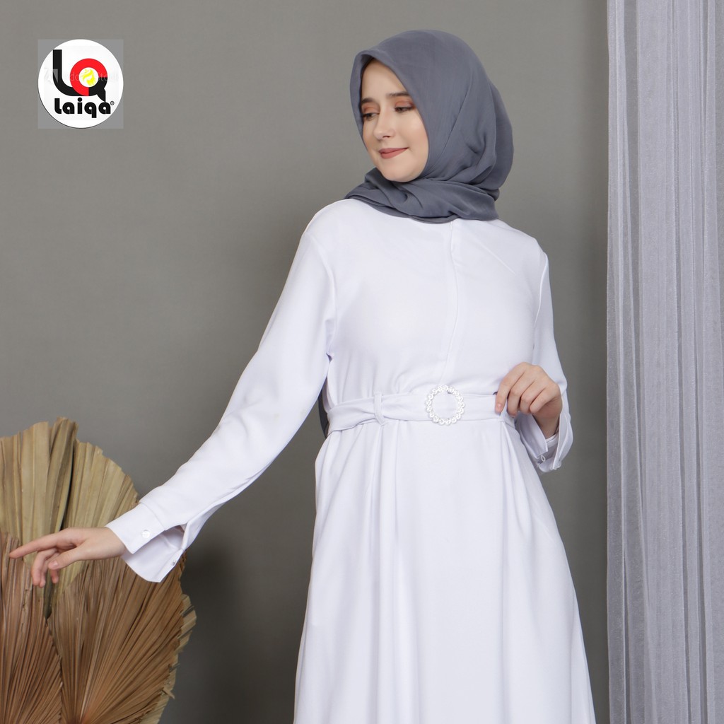 Jual gamis polos putih \ JUMBO SIZE M4L SANIA maxi dress laiqa size