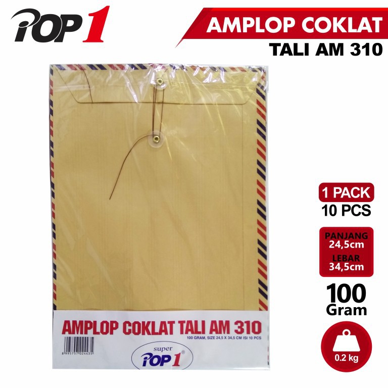 (1pack =isi 10) Amplop coklat tali Folio 310 Lamaran kerja Jplus