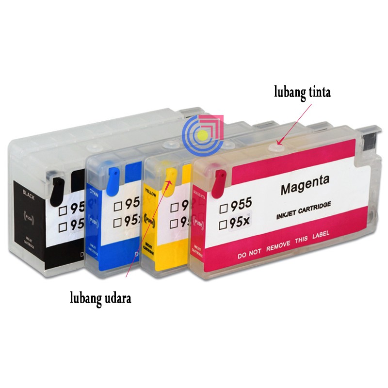 Jual 4 Pcs Ciss Cartridge Hp 955 965 Xl Officejet Pro 7720 7740 9010 | Shopee Indonesia