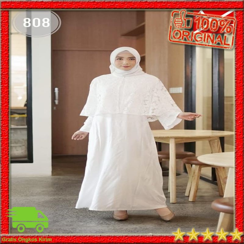 BEST SELLER Baju Gamis Wanita Brukat / Syari Putih / Baju Lebaran