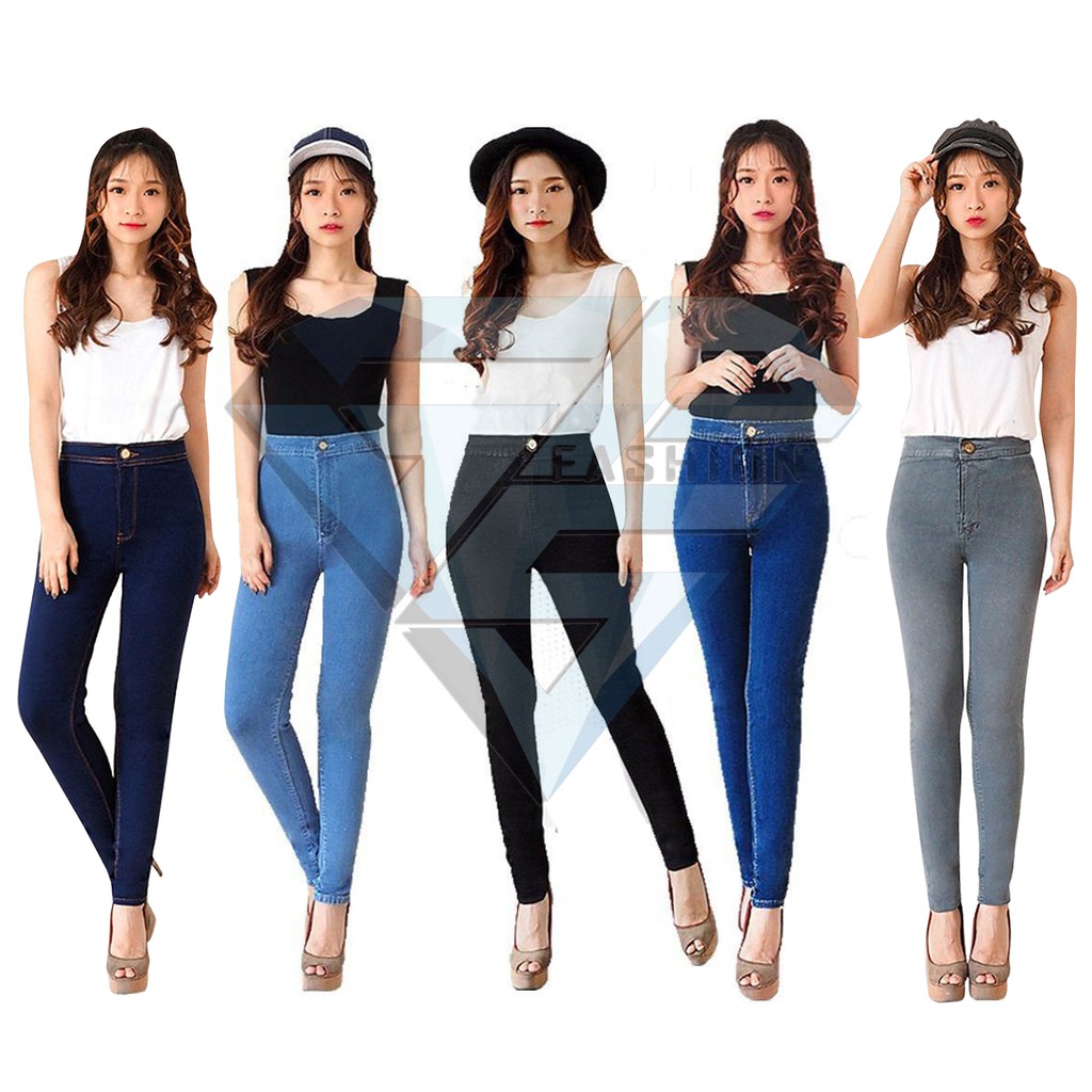 Celana Jeans HW Highwaist Pensil Skinny Wanita Shopee