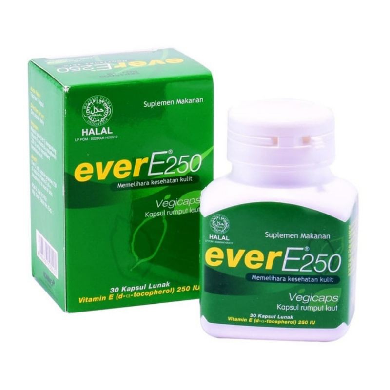 Jual Ever E 250 Vitamin E isi 30 kapsul. Untuk kesehatan kulit