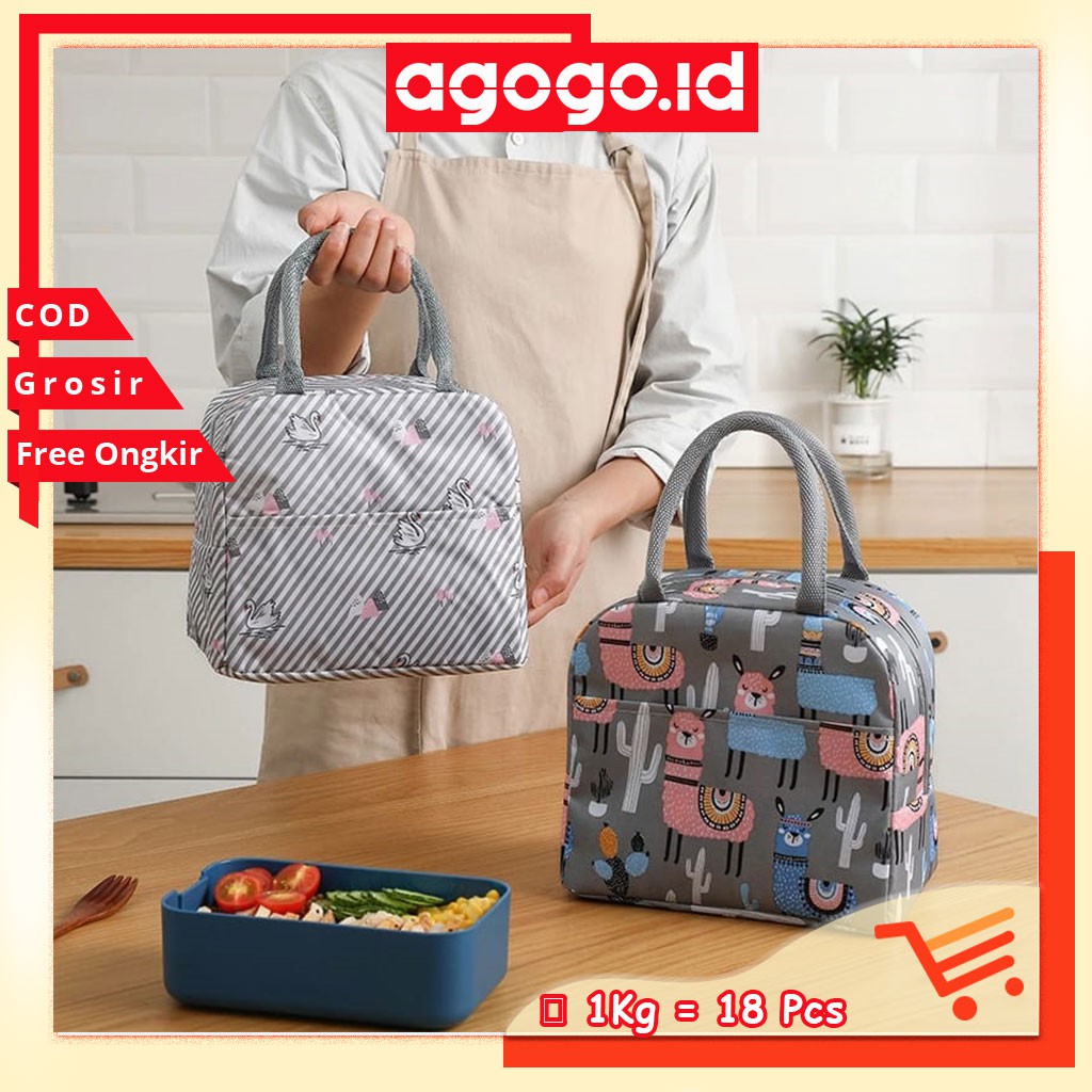 AGG211 Tas Bekal Makan Model Resleting / Lunch Cooler Bag / Tote Bag / Tas bekal anti Panas