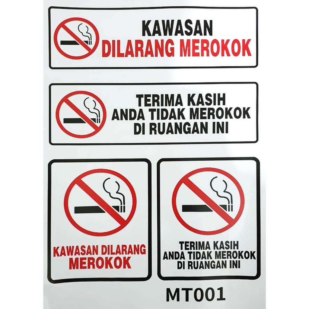 Jual Stiker Tulisan Dilarang Merokok No Smoking 4 Label 30X45 Indonesia|Shopee Indonesia