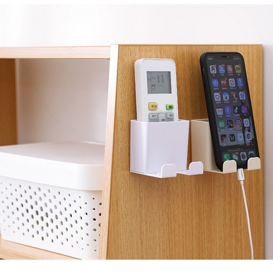 Tempat Remote Charger Cas Hp Rak Colokan Kabel 2in1 Tempel