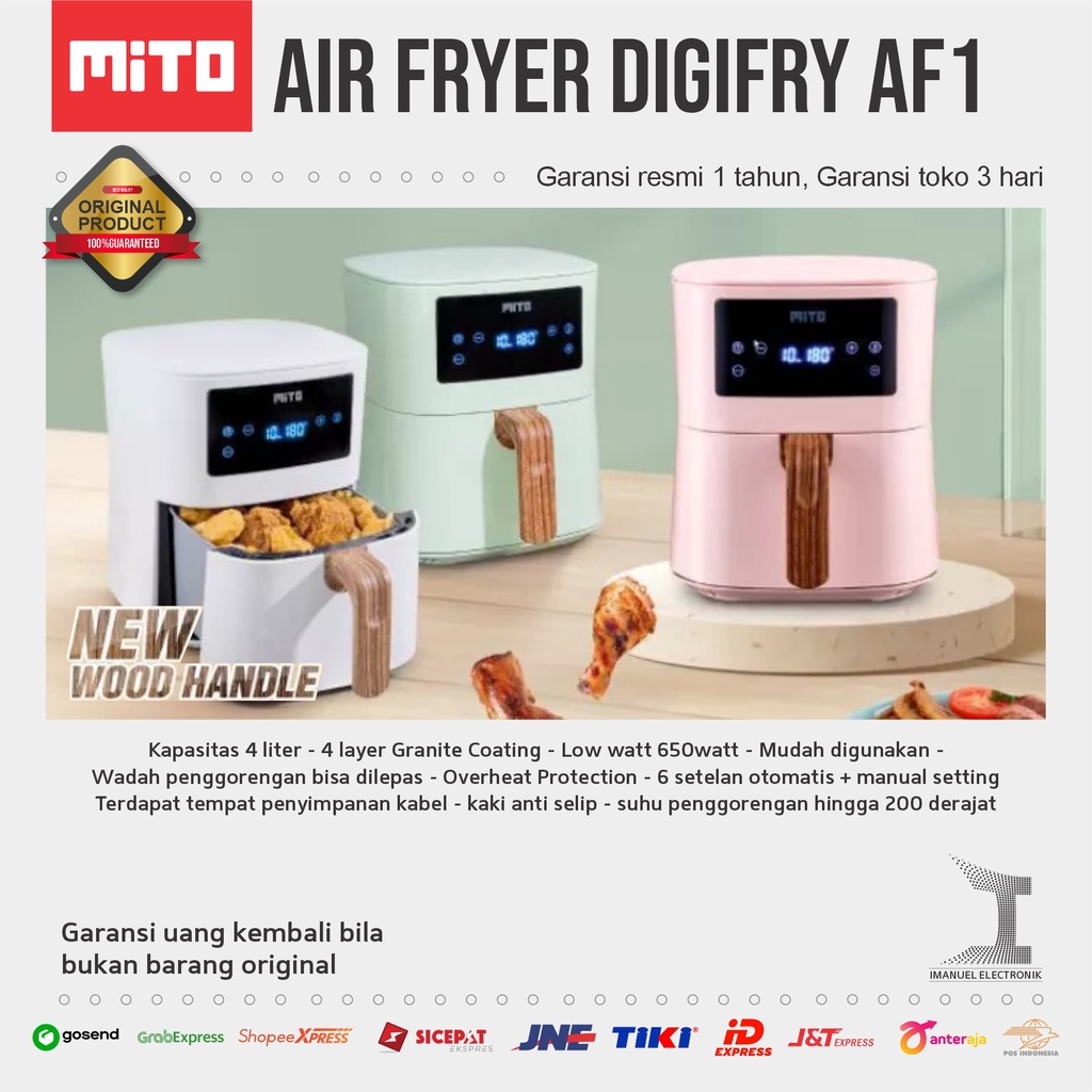 Jual MITO DigiFry AF1 / AF1 / AF 1 Digital Air Fryer Deep Fryer Wood