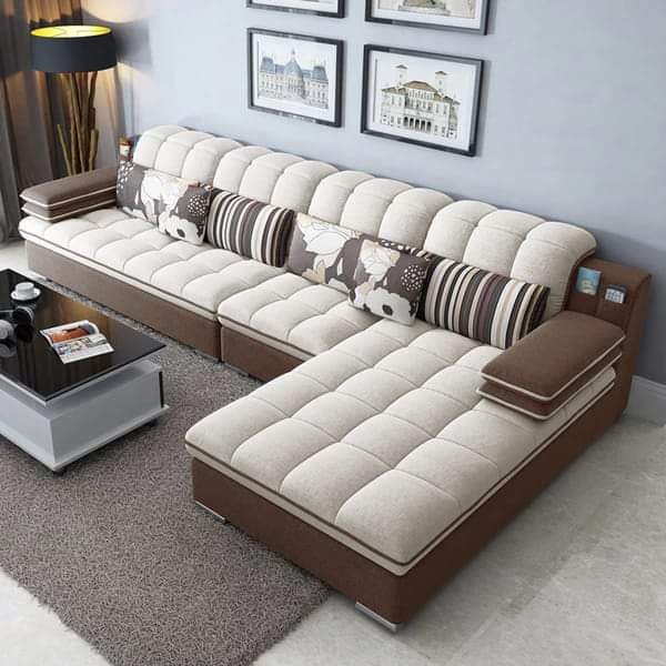 Jual Sofa L Shape Modern Soft / Sofa Minimalis /Sofa Keluarga/Sofa Ruang Tamu Coklat Muda Mix Coklat Tua | Shopee Indonesia