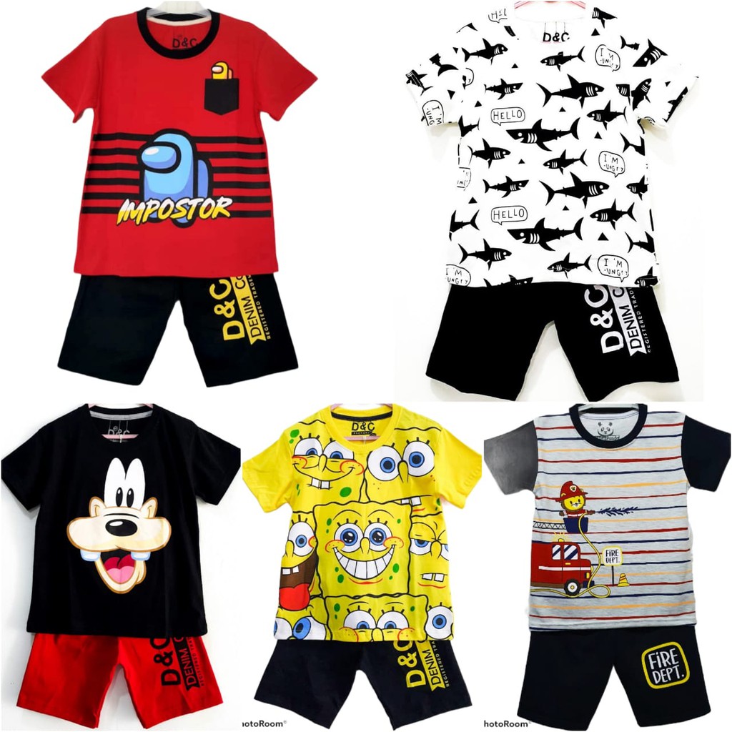 Baju setelan Kaos anak lakilaki karakter ROKET ASTRONOT UFO PESAWAT