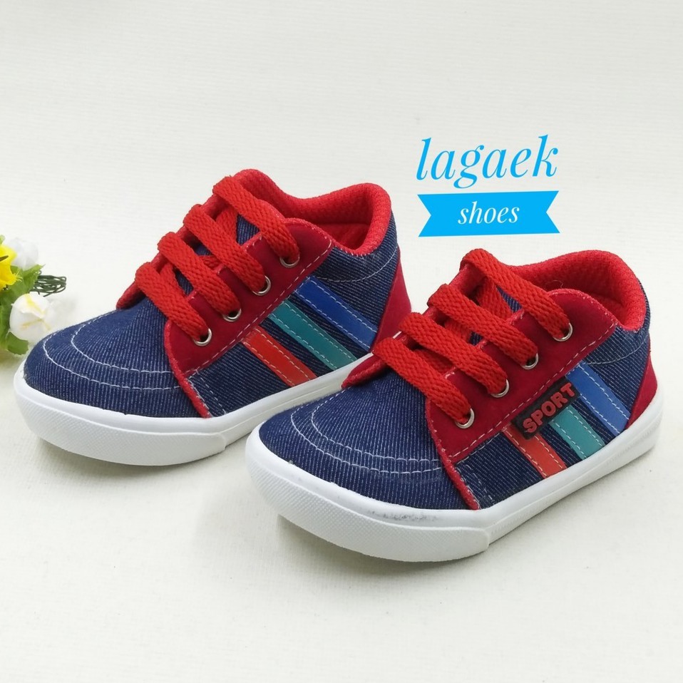 NGABISIN STOK CUCI GUDANG Sepatu Anak Cowok Usia 3 4 Tahun Jeans Biru