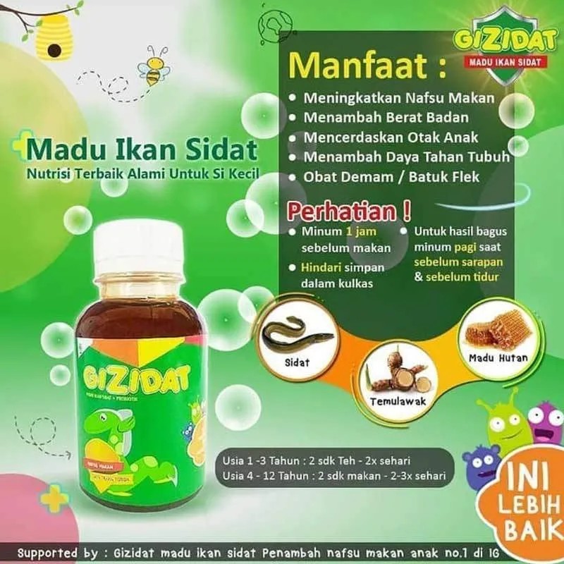 GIZIDAT asli original madu anak penambah nafsu makan kecerdasan daya
