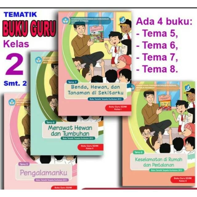 Sepaket buku guru tematik k13 kelas 2 semester 2 revisi 2018 Shopee