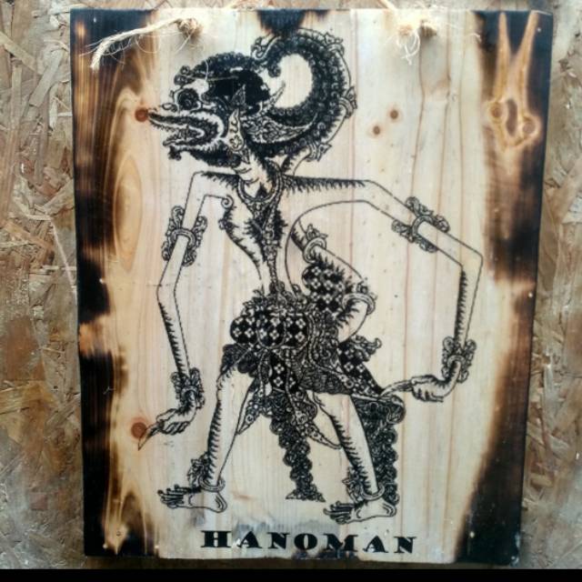 LUKISAN KAYU WAYANG HANOMAN SOUVENIR JAWA HIASAN DINDING