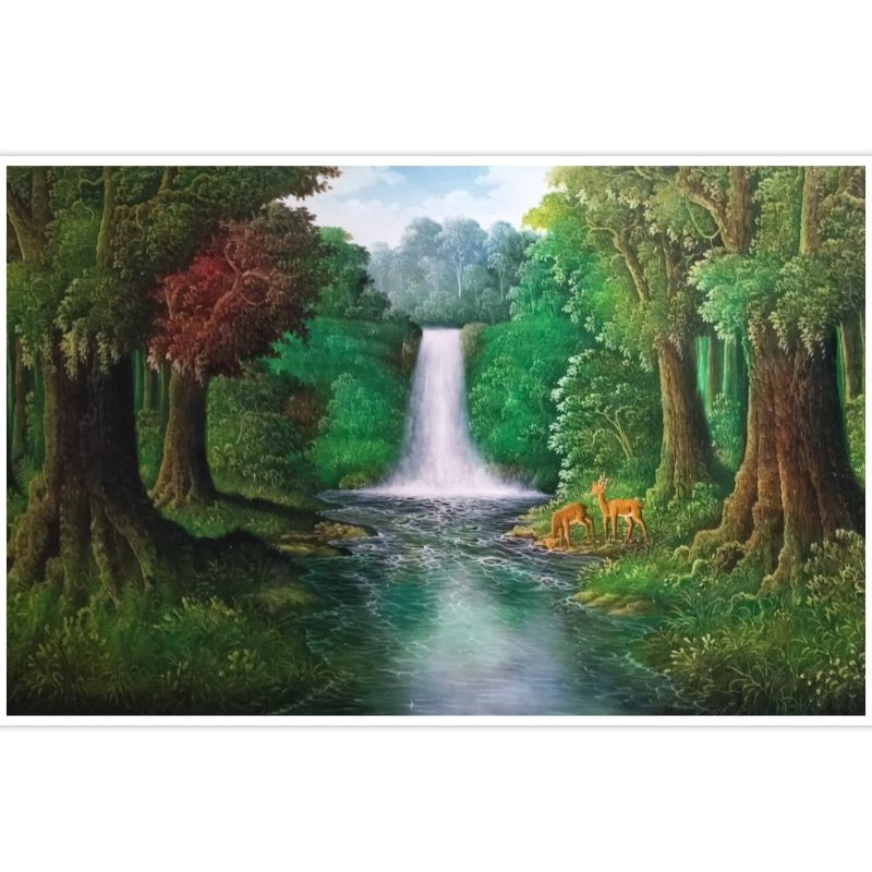 Jual Lukisan Pemandangan Air Terjun 85 X 135 Cm Indonesia|Shopee Indonesia 800_X_800_jpg