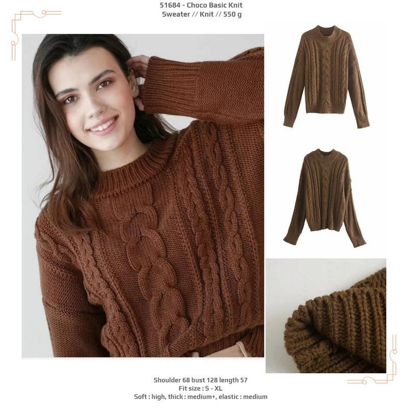 Jual 51684 Choco Basic Knit Sweater / Sweater Rajut Cokelat | Shopee Indonesia