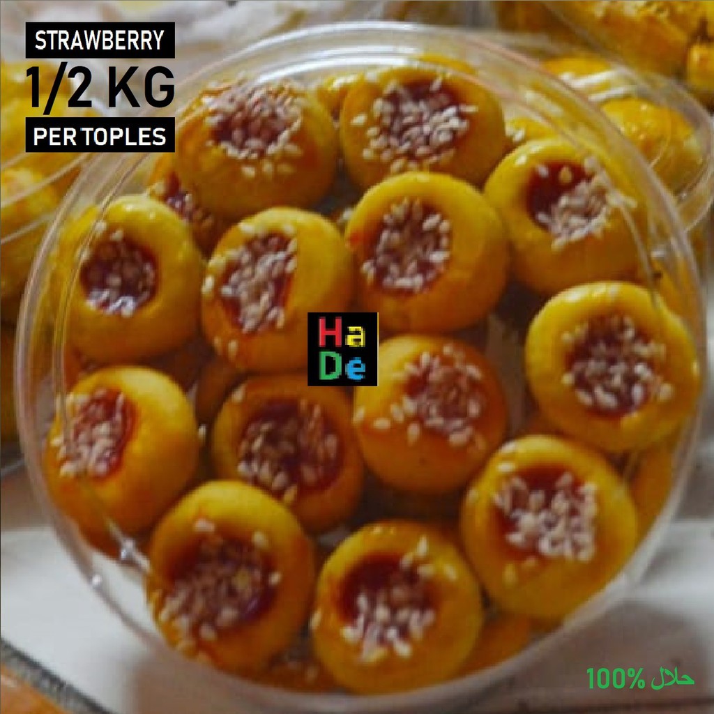 Kue Kering Nastar Strawberry isi 500 gram Per Toples (1/2 Kg Paket