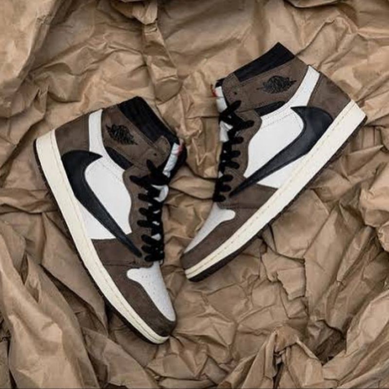 Jual Sepatu Nike Air Jordan 1 High Travis Scott Brown White Coklat Putih Premium Murah | Shopee Indonesia
