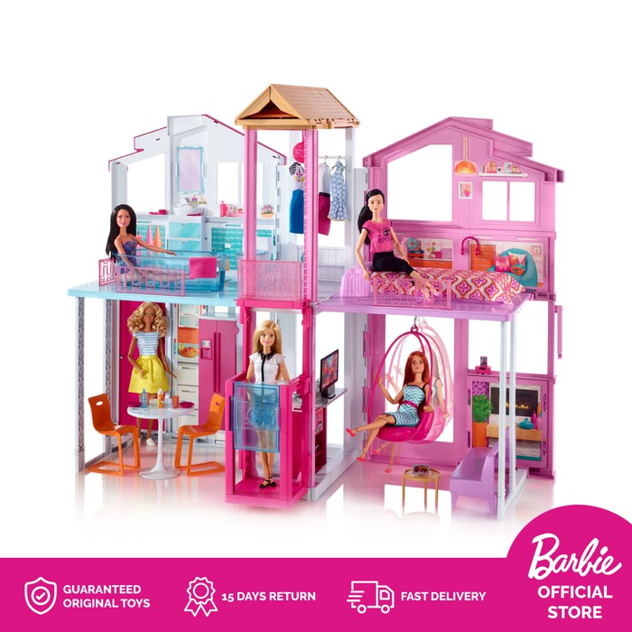 Jual Barbie 3-Story Townhouse Rumah Boneka Mainan Anak Perempuan Murah | Shopee Indonesia