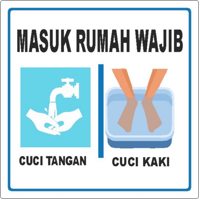 Jual Papan Acrylic Tulisan Masuk Rumah Wajib Cuci Tangan dan Kaki