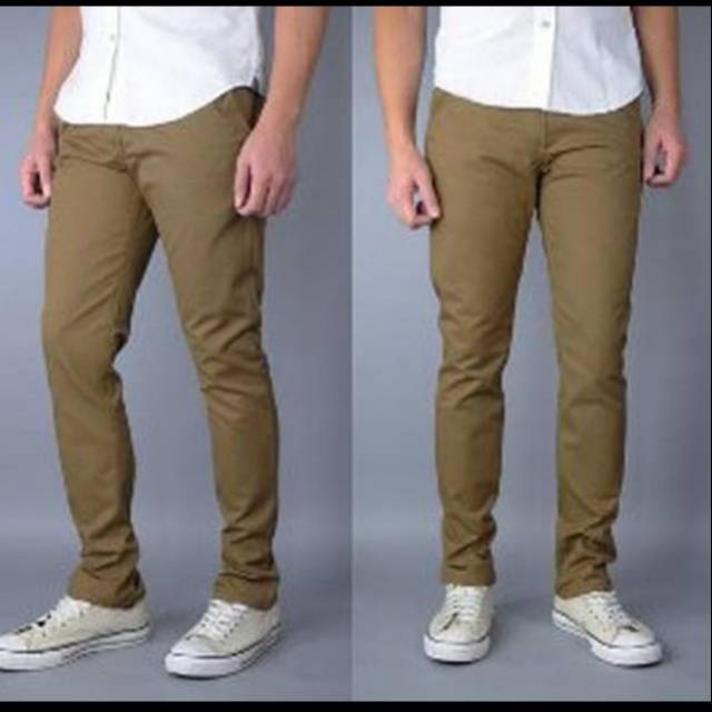 Jual Celana Chino Panjang Dark Khaki | Coklat | Kantor | Slimfit- Coklat, 27 | Shopee Indonesia