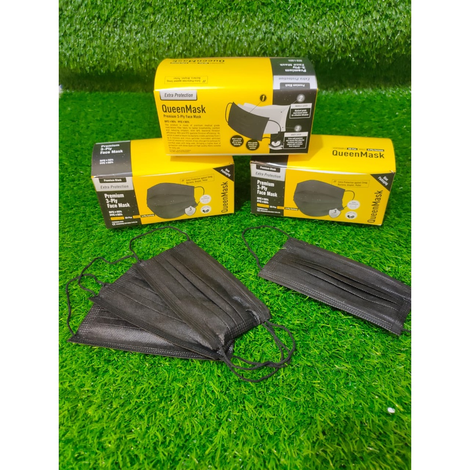 Jual MASKER DEWASA 3PLY Earloop Queen Mask / QueenMask BLACK EDITION 1