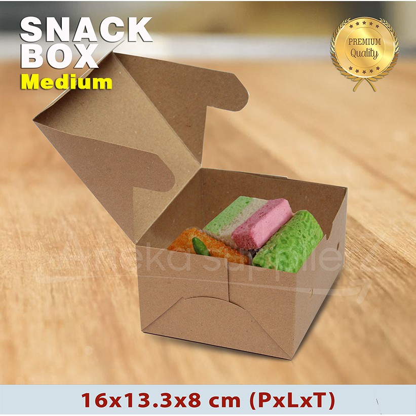 Jual Snack Box M | Kraft Coklat Eco - Kotak Dus Makanan (50 Pcs) | Shopee Indonesia