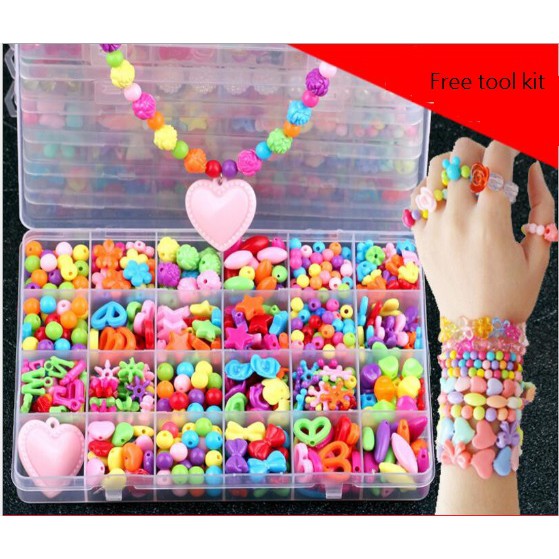 Jual Satu Set Diy Kalung/Gelang/Cincin Anak / Manik2 Anak Mainan Edukasi Import | Shopee Indonesia