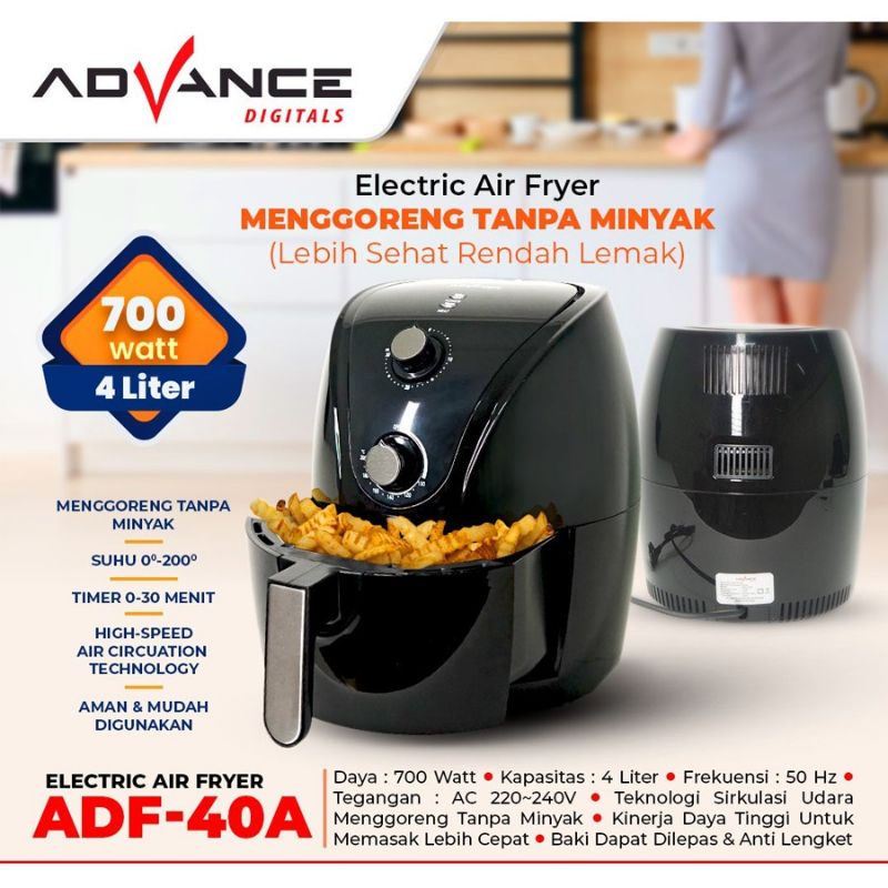 Jual air fryer advance 4liter ADF40A /menggoreng tanpa minyak air