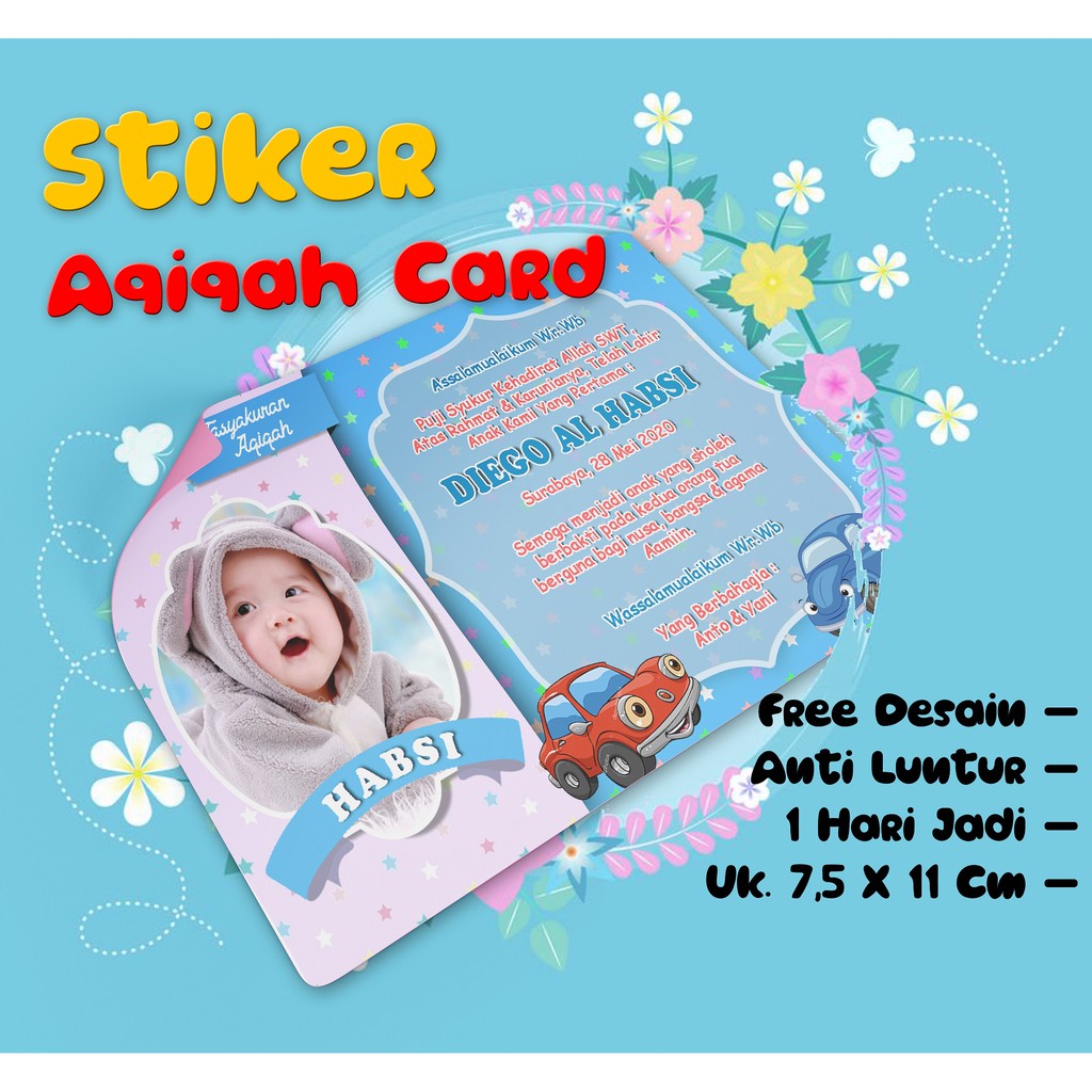 [COD] Stiker Aqiqah Kartu Nama Bayi Kartu Aqiqah