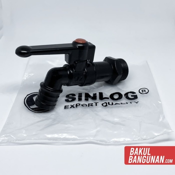 Jual Keran/Kran Tembok SINLOG Timah Warna Hitam 3/4" Shopee Indonesia