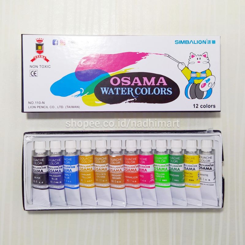 Jual Cat Air Murah / Alat Lukis / Cat Air / Cat Air Lukis / Cat 12 Warna / Cat Osama Indonesia|Shopee Indonesia 800_x_800_jpg