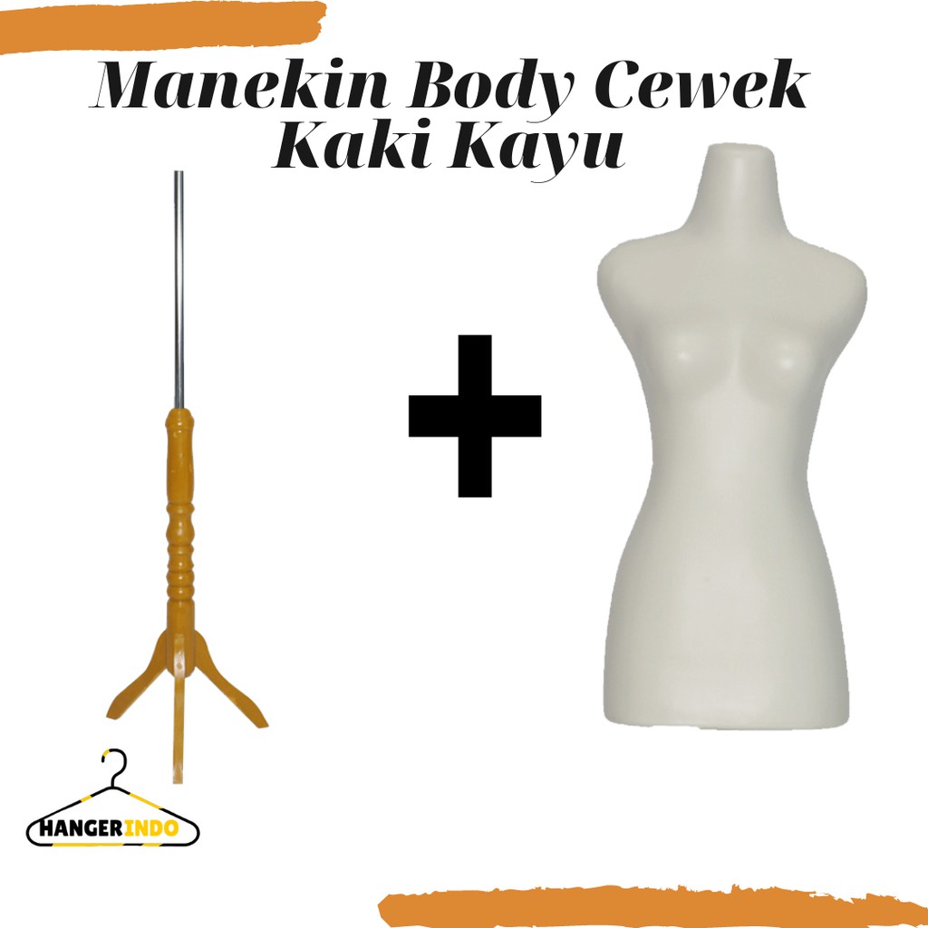 Manekin Cewek DM Butek + Kaki Kayu Patung Baju Wanita Manekin