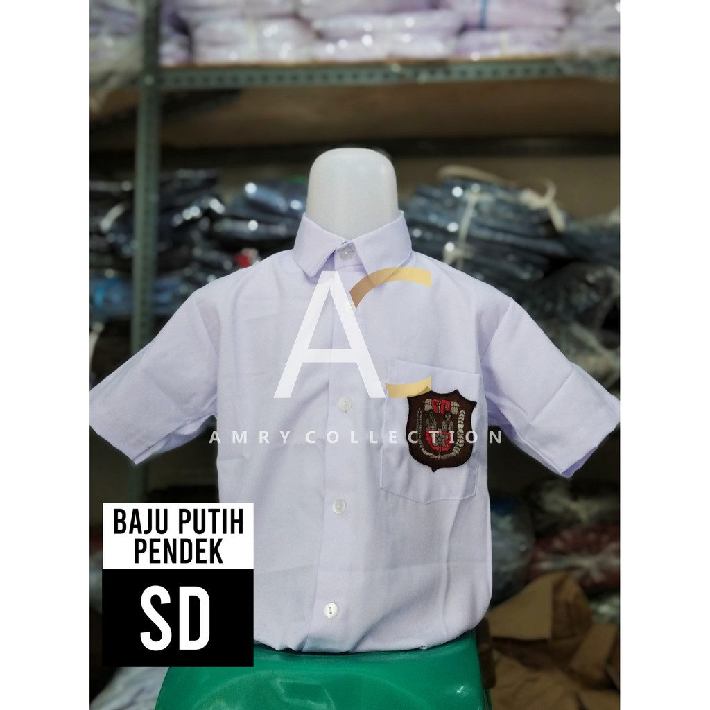 seragam sekolah Baju pendek SD Putih GS bahan oxford sari warna