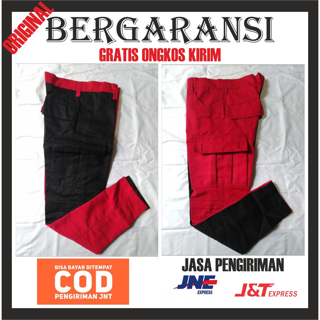 CELANA ALPIN PUNK MERAH HITAM PANJANG POLOS TANPA MOTIF PRIA WANITA ANAK PUNK CELANA ALVIN