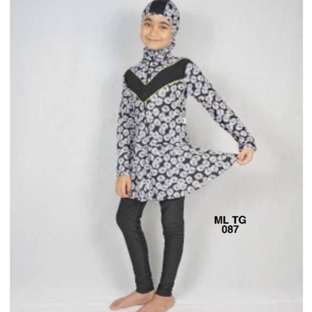 Baju renang anak tanggung SD muslim jilbab motif Edora Sport Shopee