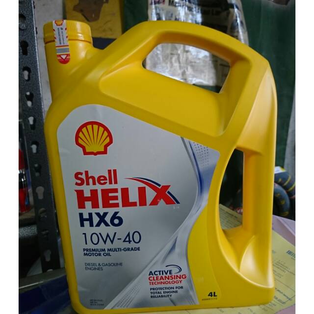 Oli Shell Helix HX6 10w 40 kemasan galon 4L oli mobil bensin diesel JAMIN ORI ASLI Shopee