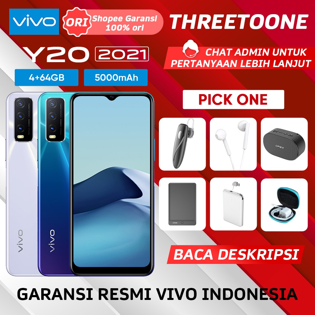vivo Y20 2021 ram 4gb/64gb Garansi resmi BNIB 100