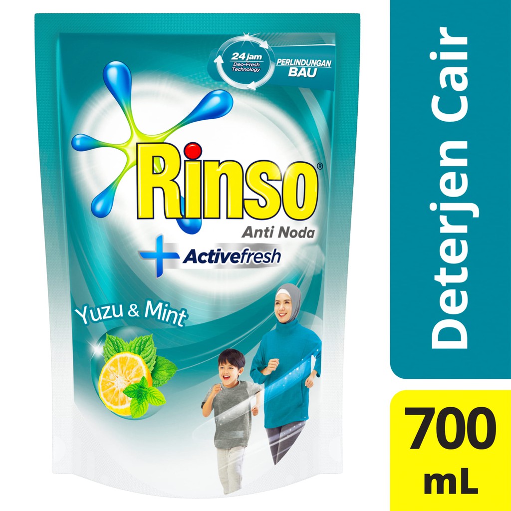 Rinso Detergen Cair Anti Noda Active Fresh Yuzu & Mint 700 ml