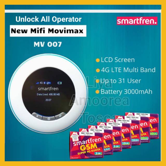 Modem Smartfren 4G LTE MiFi Andromax Movimax MV007 WiFi Unlock Bukan