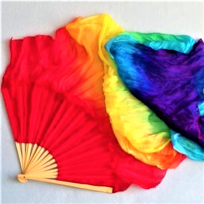 KIPAS TANGAN SUTRA PANJANG CINA BAMBU PELANGI ALAT TARI PROPS PENARI  TAMBORIN GEREJA | Shopee Indonesia