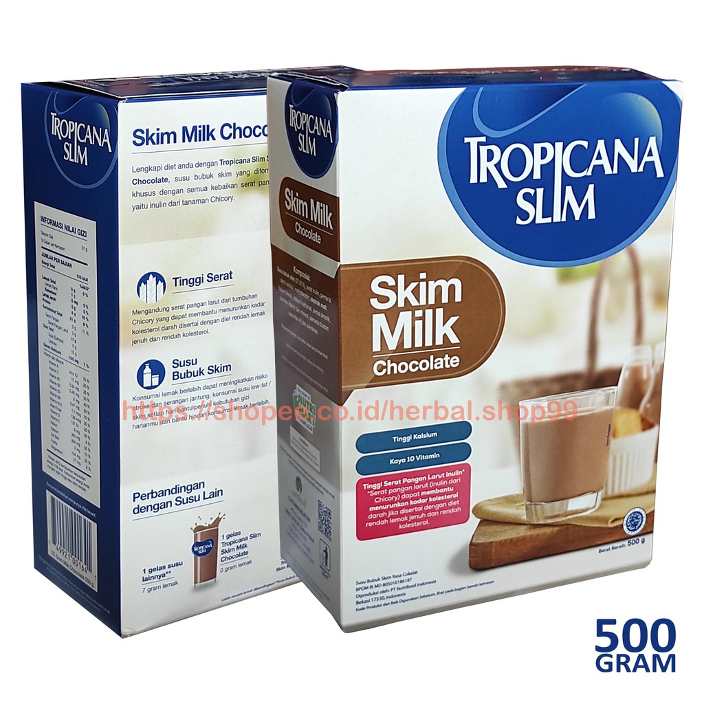 Jual Tropicana Slim Milk Skim Chocolate 500GR Susu Rendah Kalori Bebas